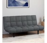 Canapé clic clac SALOME capitonné 3 places tissu gris anthracite