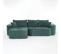 Canapé Cloud Couch L-Form Modular Chenille Vert 262cm x 144cm x 65cm