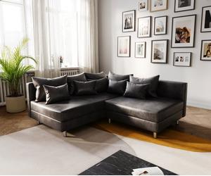 Canapé Clovis anthracite look antique ottoman gauche canapé module