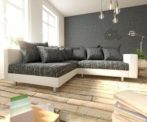 Canapé Clovis blanc noir accoudoir ottoman gauche canapé module