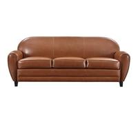 Canapé Club 3 places en croûte de cuir camel - RENDEZ VOUS DECO - Vintage - Fixe - Occasionnel