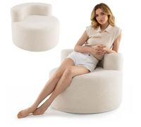 Canapé Compressé 1 Place - RELAX4LIFE - Velours Ultra-Doux - Fond Antidérapant - Dossier Incurvé - Fauteuil Poire Rembourré - Blanc