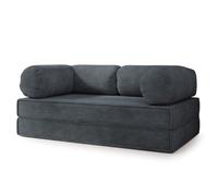Canapé compressé ALVIO P - 3 places - Convertible en lit - Velours côtelé - Anthracite - 170x80x68 cm