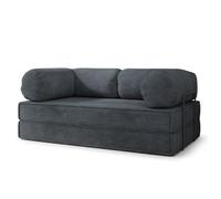 Canapé compressé ALVIO P+S - 3 places - Convertible en lit - Velours côtelé - Anthracite - 170x80x68 cm
