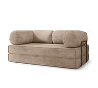 Canapé compressé ALVIO P+S - 3 places - Convertible en lit - Velours côtelé - Beige - 170x80x68 cm