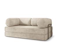 Canapé compressé ALVIO P+S - 3 places - Convertible en lit - Velours côtelé - Crème - 170x80x68 cm