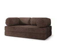 Canapé compressé ALVIO P+S - 3 places - Convertible en lit - Velours côtelé - Marron - 170x80x68 cm