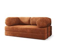 Canapé compressé ALVIO T+S - 3 places - Convertible en lit - Velours côtelé - Marron - 170x80x68 cm