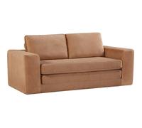 Canapé compressé convertible - 3 places - BERTILLE - Tissu Brun noisette - 200 x 98 x 90 cm