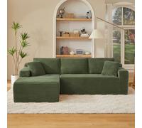 Canapé compressé convertible 3 places en forme de L - 252 cm, Canapé d'angle modulable en mousse à mémoire de forme, Canapé-lit profond avec méridienne surdimensionnée à droite pour le salon, Vert