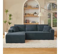 Canapé compressé convertible 3 places en forme de L - 252 cm, Canapé d'angle modulable en mousse à mémoire de forme, Canapé-lit profond avec méridienne surdimensionnée à droite pour le salon, Gris