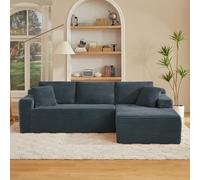 Canapé compressé convertible 3 places en forme de L - 252 cm, Canapé d'angle modulable en mousse à mémoire de forme, Canapé-lit profond avec méridienne surdimensionnée à gauche pour le salon, Gris