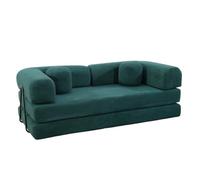 Canapé Compressé Convertible Modulable CROSBY 3 Places 200 cm Vert | Convertible en grand couchage, Canapé compressé facile à installer, Confort cosy en velours côtelé, coussins inclus
