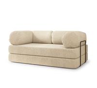 Canapé compressé EIREN Q+S - 3 places - Convertible en lit - Tissu bou rème - 170x80x68 cm