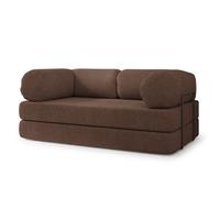 Canapé compressé EIREN Q+S - 3 places - Convertible en lit - Tissu bouclé - Marron - 170x80x68 cm