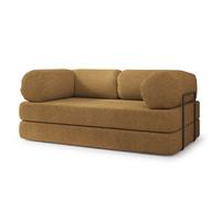 Canapé compressé EIREN Q+S - 3 places - Convertible en lit - Tissu bouclé - Miel - 170x80x68 cm
