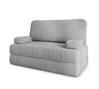 Canapé compressé KESTE Q - 2 places - Convertible en lit - Tissu bou ris clair - 140x60x86 cm