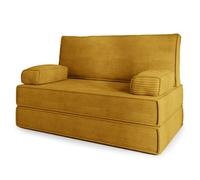 Canapé compressé LADIA P - 2 places - Convertible en lit - Velours côtelé - Jaune - 140x60x86 cm