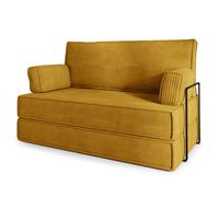 Canapé compressé LADIA P+S - 2 places - Convertible en lit - Velours côtelé - Jaune - 140x60x86 cm