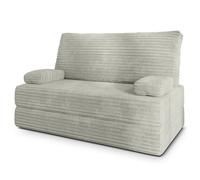 Canapé compressé LADIA T - 2 places - Convertible en lit - Velours côtelé - Gris clair - 140x60x86 cm
