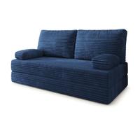 Canapé compressé SILAR T - 3 places - Convertible en lit - Velours côtelé - Bleu - 170x80x86 cm