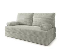 Canapé compressé SILAR T - 3 places - Convertible en lit - Velours côtelé - Gris clair - 170x80x86 cm
