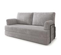 Canapé compressé SILAR T+S - 3 places - Convertible en lit - Velours côtelé - Gris clair - 170x80x86 cm