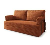 Canapé compressé SILAR T+S - 3 places - Convertible en lit - Velours côtelé - Marron - 170x80x86 cm
