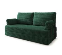 Canapé compressé SILAR T+S - 3 places - Convertible en lit - Velours côtelé - Vert bouteille - 170x80x86 cm