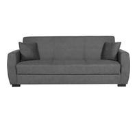 canapé convertible 3 places - oscar - tissu gris clair - 2 coussins - coffre de rangement - 226 x 84 x 92 cm Gris