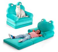 Canapé confortable pour enfants, fauteuil pliable pour enfants avec housse amovible lavable, tissu doux et respirant, aucun assemblage nécessaire, canapé pliable pour bébé (grenouille verte)