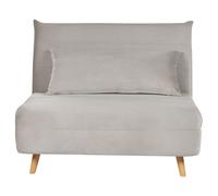 Canapé Convertible 1 Place en Velours Gris Clair Rembourrage en Mousse Setten