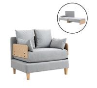 [en.casa] Canapé Convertible 1 Place Fauteuil-Lit Confortable Couchage Supplémentaire pour Invité de Nuit Métal Contreplaqué Hêtre Polyester Polyuréthane 81 x 88 x 68 cm Gris Clair