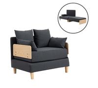 [en.casa] Canapé Convertible 1 Place Fauteuil-Lit Confortable Couchage Supplémentaire pour Invité de Nuit Métal Contreplaqué Hêtre Polyester Polyuréthane 81 x 88 x 68 cm Gris Foncé