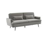 Canapé convertible John 2-3 places pieds métal et velours gris clair L 210 x P111 x H48cm Gris G
