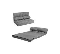 Costway Canapé Lit / Chauffeuse Convertible, Dossier Réglable 6 Positions, 2 Coussins, Tissu Aspect Suédé Détachable Et Lavable Gris Gris