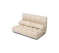 COSTWAY Canapé Convertible, Chauffeuse Dossier Réglable 6 Positions, 2 Coussins, Tissu Aspect Suédé Lavable Beige