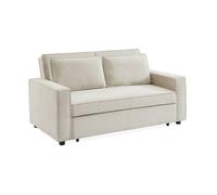 sweeek - Canapé Convertible 3 Places Blanc crème Velours côtelé. Banquette. lit