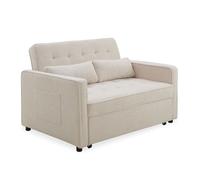 Menzzo Canapé convertible Léa 2 places Bouclette 133 cm Beige