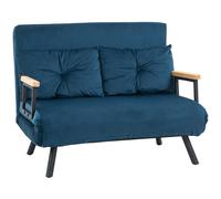 HOMCOM Canapé Convertible 2 Places 4 en 1, canapé-lit avec Dossier réglable sur 5 Niveaux, 2 Coussins et siège rembourré, Tissu Effet Velours, pour Salon, Chambre d'amis, Petit Espace, Bleu