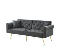 Canapé Convertible 2 Places canapé Lit scandinave velours,dossier réglable en 3 Niveaux,pieds en métal Canapé élégant gris antique