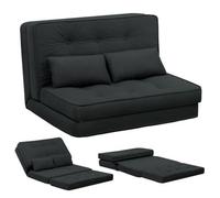 Canapé Convertible 2 Places, Chauffeuse avec Coussins Confortable, canapé lit Pliant,Noir