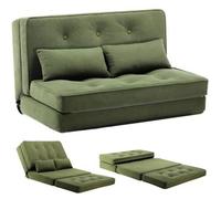 Canapé Convertible 2 Places, Chauffeuse avec Coussins Confortable, canapé lit Pliant,Vert