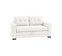 Canapé convertible 2 places - HOMCOM - avec dossier capitonné, coussins et matelas pliable au sol - 147,5 x 75 x 85 cm - blanc