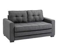 Canapé convertible 2 places design contemporain assise dossier capitonnés polyester aspect lin gris Gris G