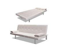 Vidaxl Canapé-Lit Réglable Avec Deux Oreillers Similicuir Blanc Crème Blanc