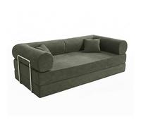 Canapé convertible 2 places en tissu coussins modulable 204 cm vert - Wendy