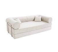 Canapé convertible 2 places en tissu coussins modulable 206 cm ecru - Oviala