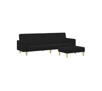 Canape convertible 2 places en tissu noir 77 x 220 x 31 cm