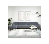 Vidaxl Canapé-Lit En Forme De L Gris 260x140x70 Cm Velours Gris
